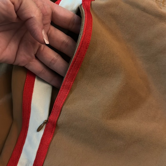 Anthropologie Maeve Martine Ponte track pants Tan with Red Stripe - Picture 3 of 7